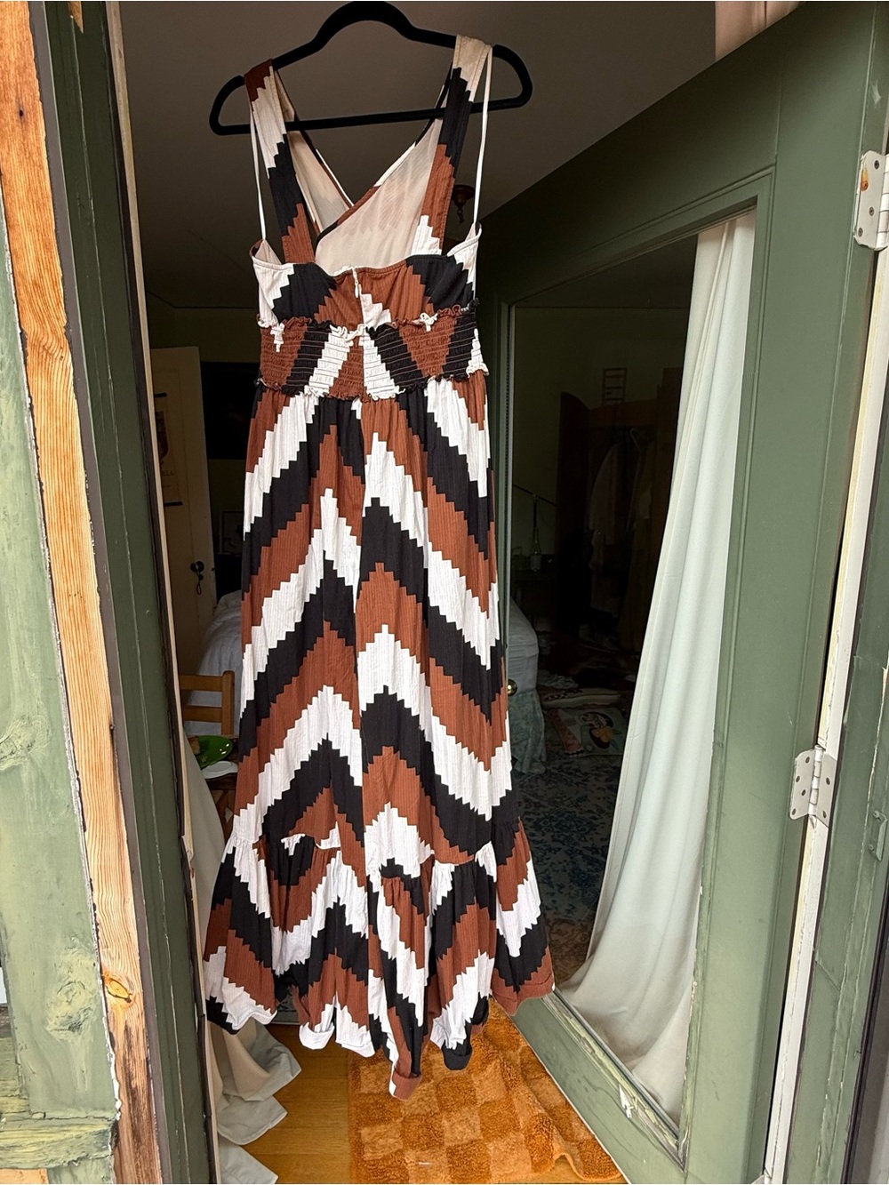 Anthropologie Chevron Maxi Dress in Brown, Black & White